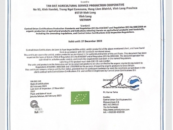 GIẤY CHỨNG NHẬN HỮU CƠ – CAM KẾT CHO CHẤT LƯỢNG TỰ NHIÊN